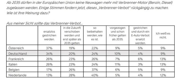 EU Umfrage Verbrenner-Verbot